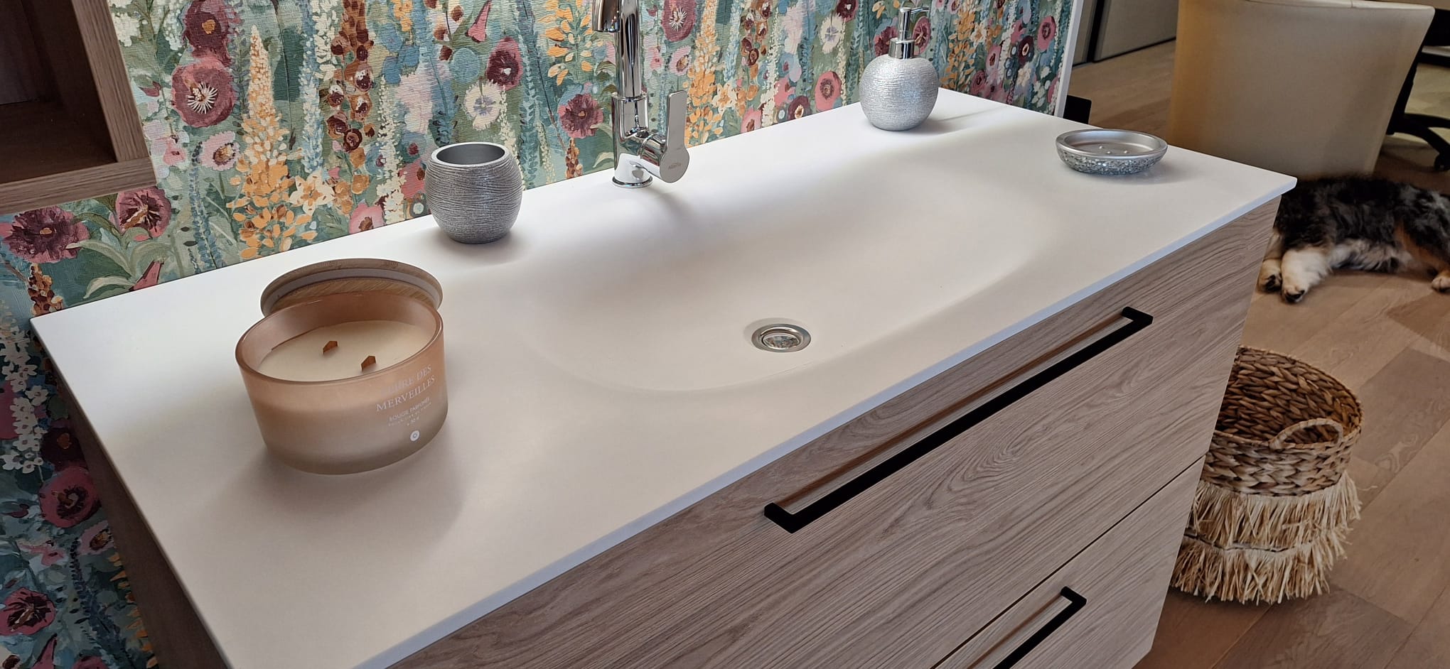 Menuiserie Delacroix Menusierie A St Denoual Salle De Bain Chene Casella Naturel De La Gamme Egger. Vasque En Resine Blanc Kerrock 5